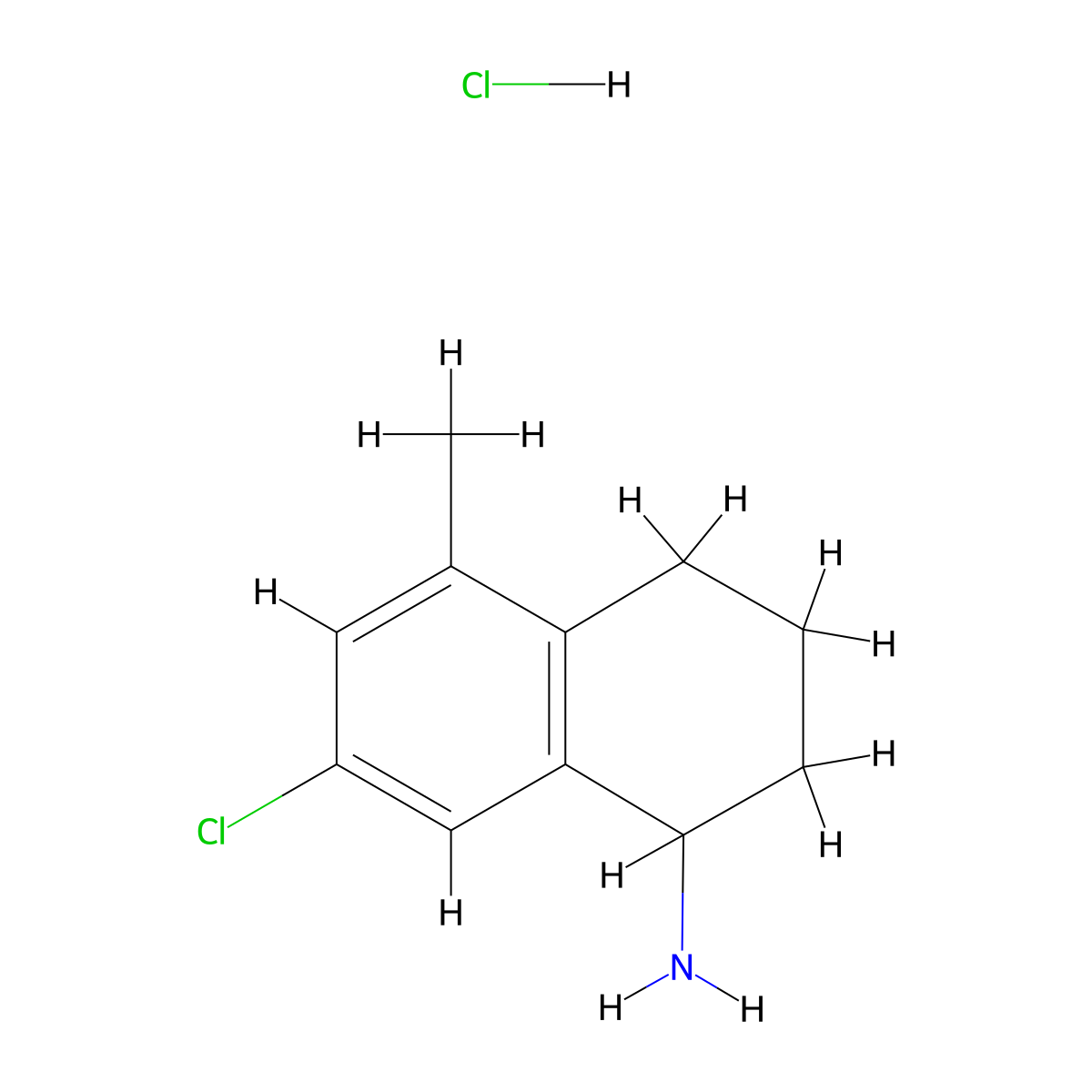 7-Chloro-5-methyl-1,2,3,4-tetrahydronaphthalen-1-amine hydrochloride molecular structure, CAS 2089334-87-0