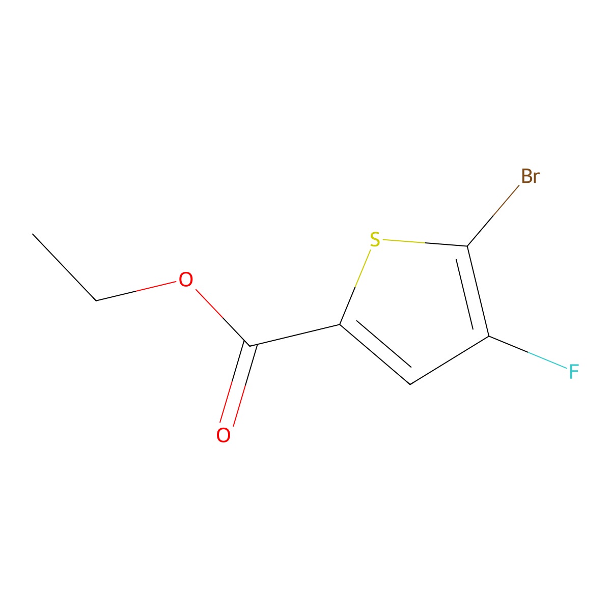 Ethyl 5-bromo-4-fluorothiophene-2-carboxylate molecular structure, CAS 2089376-90-7
