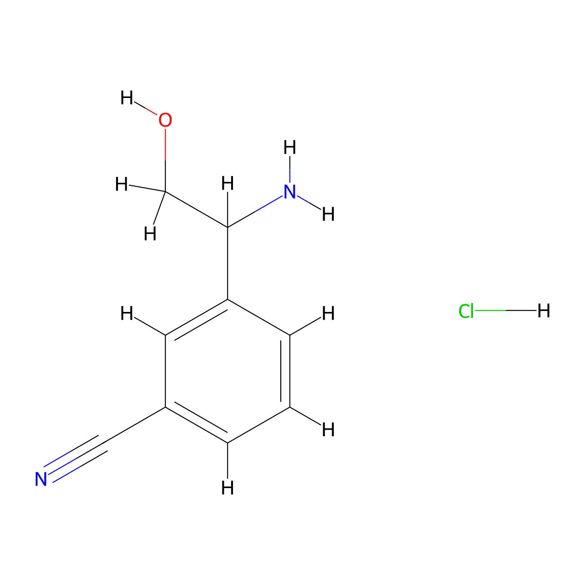 3-(1-Amino-2-hydroxyethyl)benzonitrile hydrochloride molecular structure, CAS 2089377-63-7