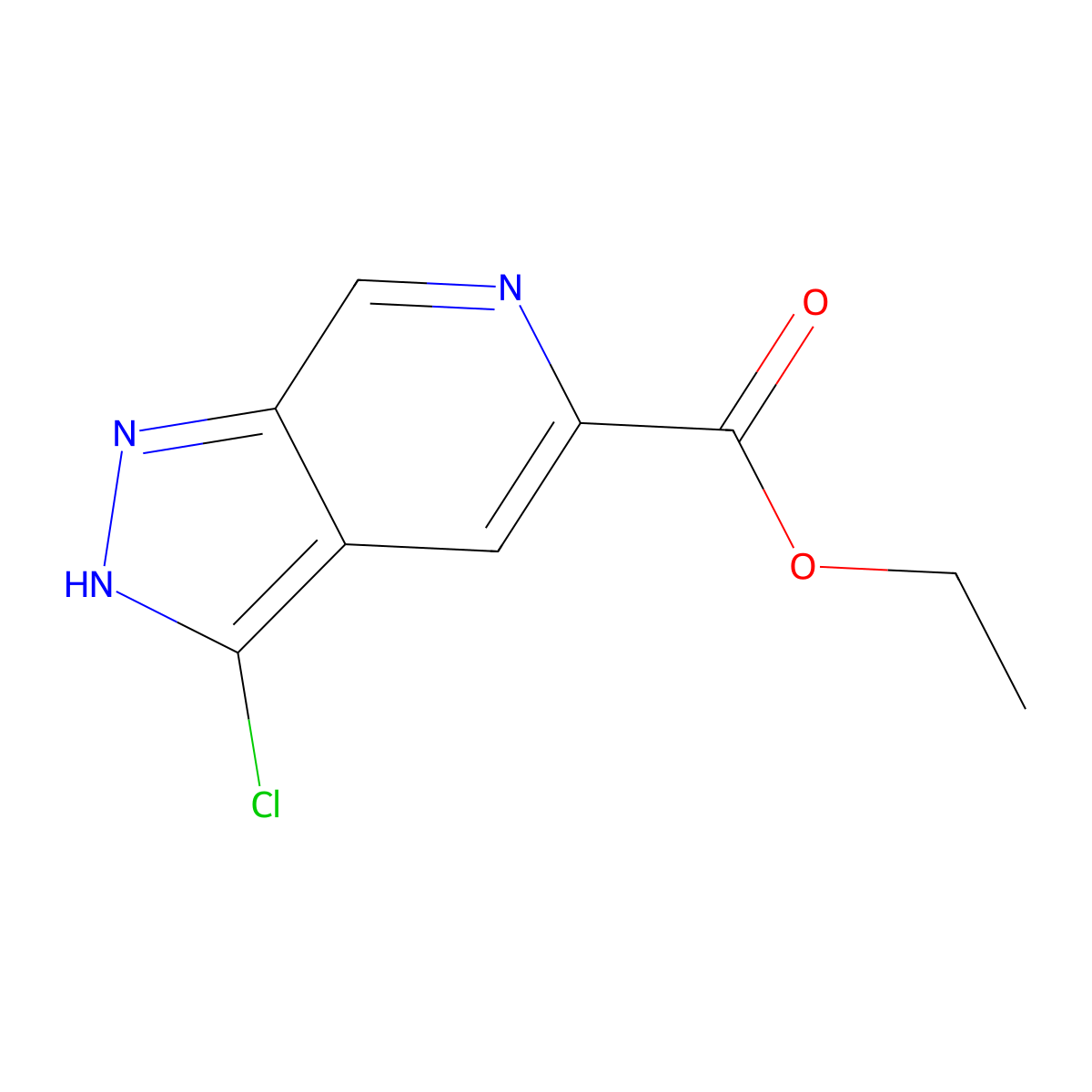 Ethyl 3-chloro-1H-pyrazolo[3,4-c]pyridine-5-carboxylate molecular structure, CAS 2089377-67-1