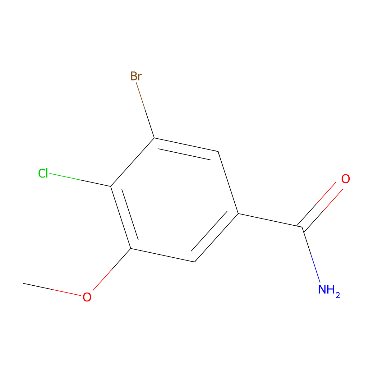 3-Bromo-4-chloro-5-methoxybenzamide molecular structure, CAS 2089377-81-9