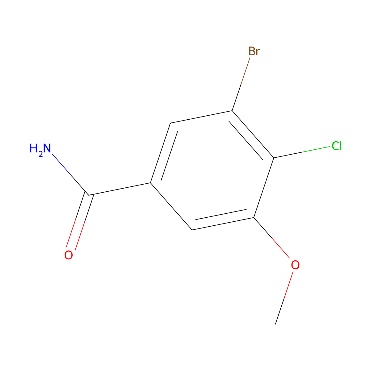 3-Bromo-4-chloro-5-methoxybenzamide molecular structure, CAS 2089377-81-9