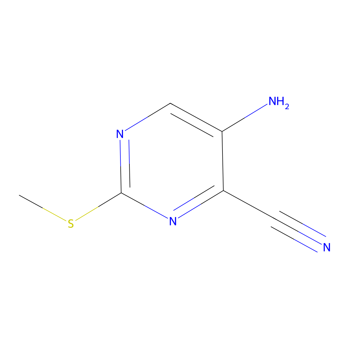 5-Amino-2-(methylthio)pyrimidine-4-carbonitrile molecular structure, CAS 2089377-91-1