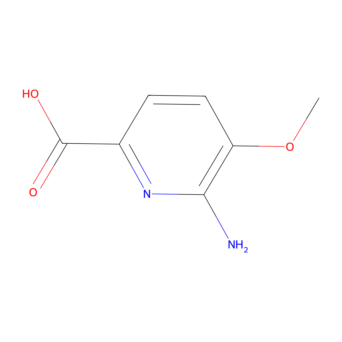 6-Amino-5-methoxypyridine-2-carboxylic acid molecular structure, CAS 2089378-10-7