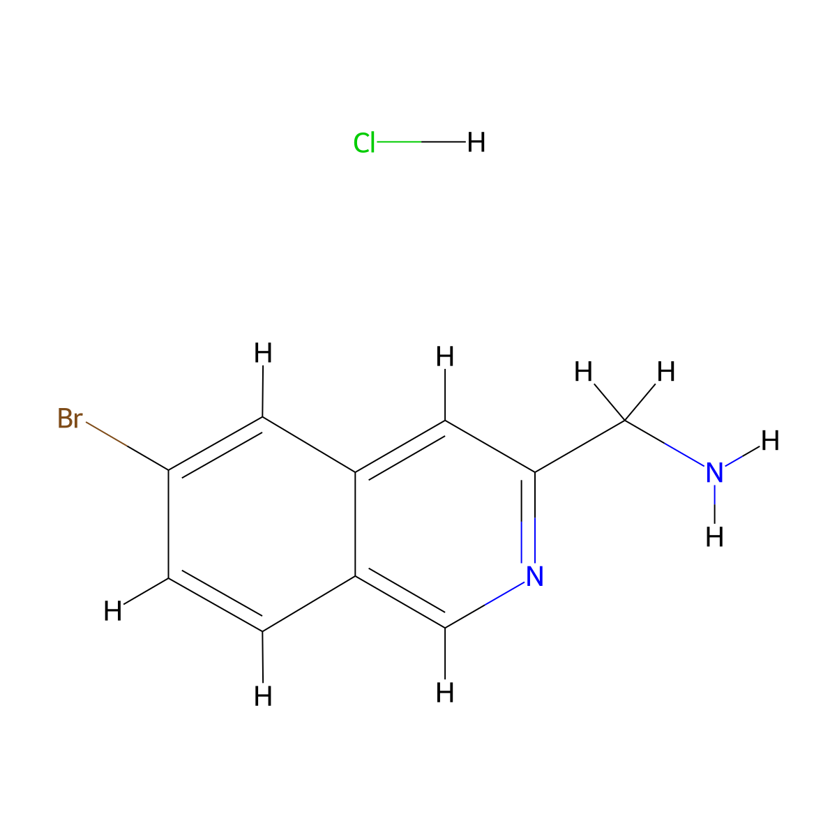 (6-Bromoisoquinolin-3-yl)methanamine hydrochloride molecular structure, CAS 2089378-16-3