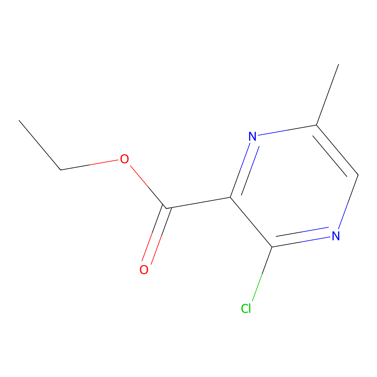 Ethyl 3-chloro-6-methylpyrazine-2-carboxylate molecular structure, CAS 2089378-21-0