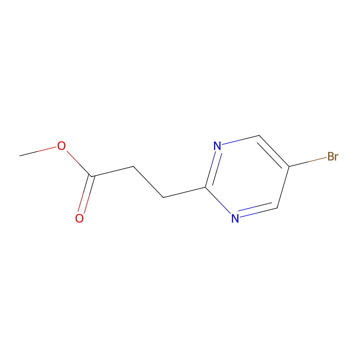 Methyl 3-(5-bromopyrimidin-2-yl)propanoate molecular structure, CAS 2089378-54-9