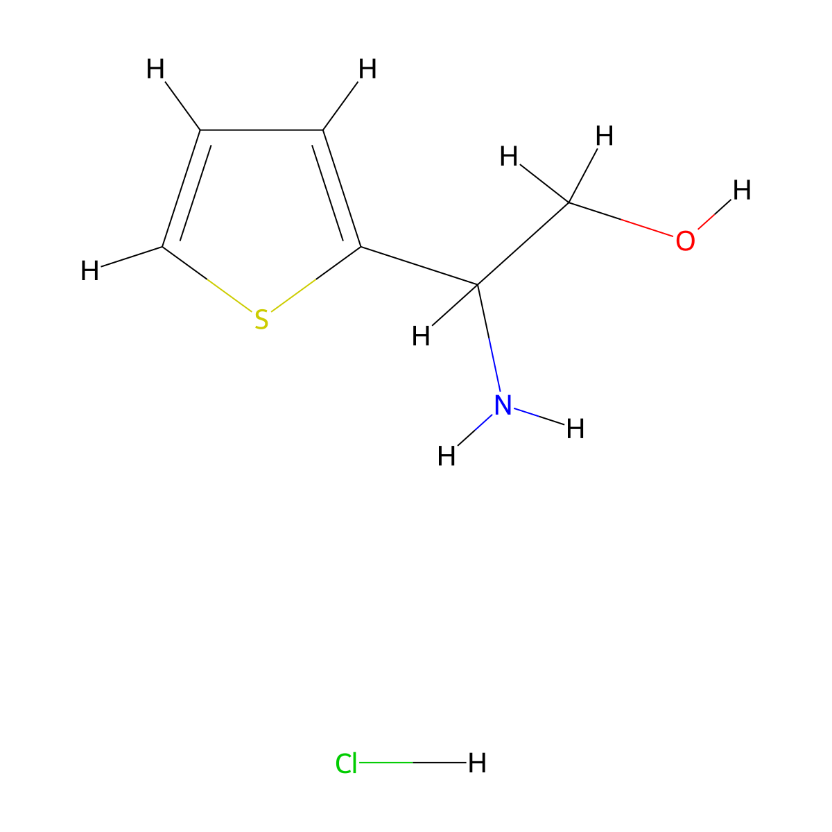 2-Amino-2-(thiophen-2-yl)ethanol hydrochloride molecular structure, CAS 2089378-72-1