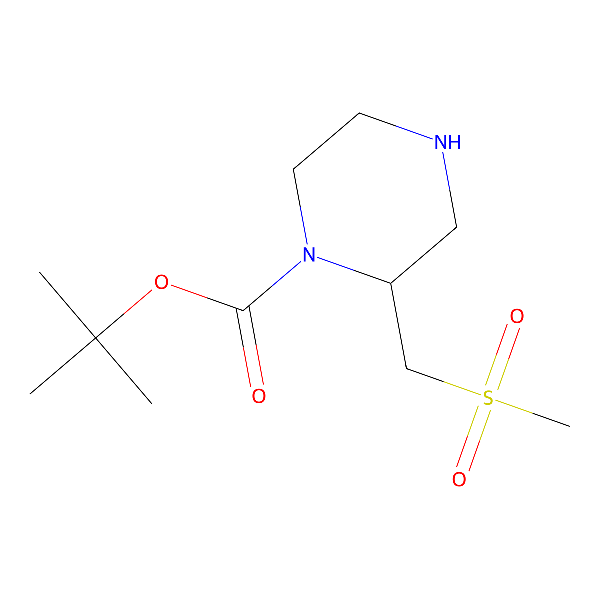 Tert-butyl 2-(methanesulfonylmethyl)piperazine-1-carboxylate molecular structure, CAS 2089381-12-2