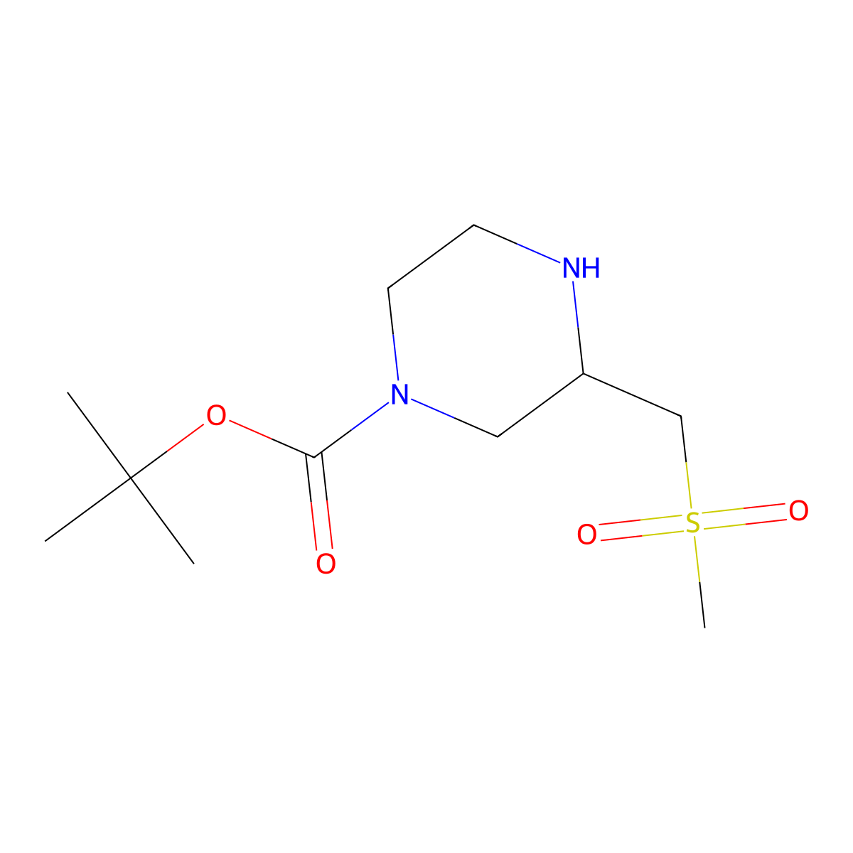 Tert-butyl 3-(methanesulfonylmethyl)piperazine-1-carboxylate molecular structure, CAS 2089381-14-4