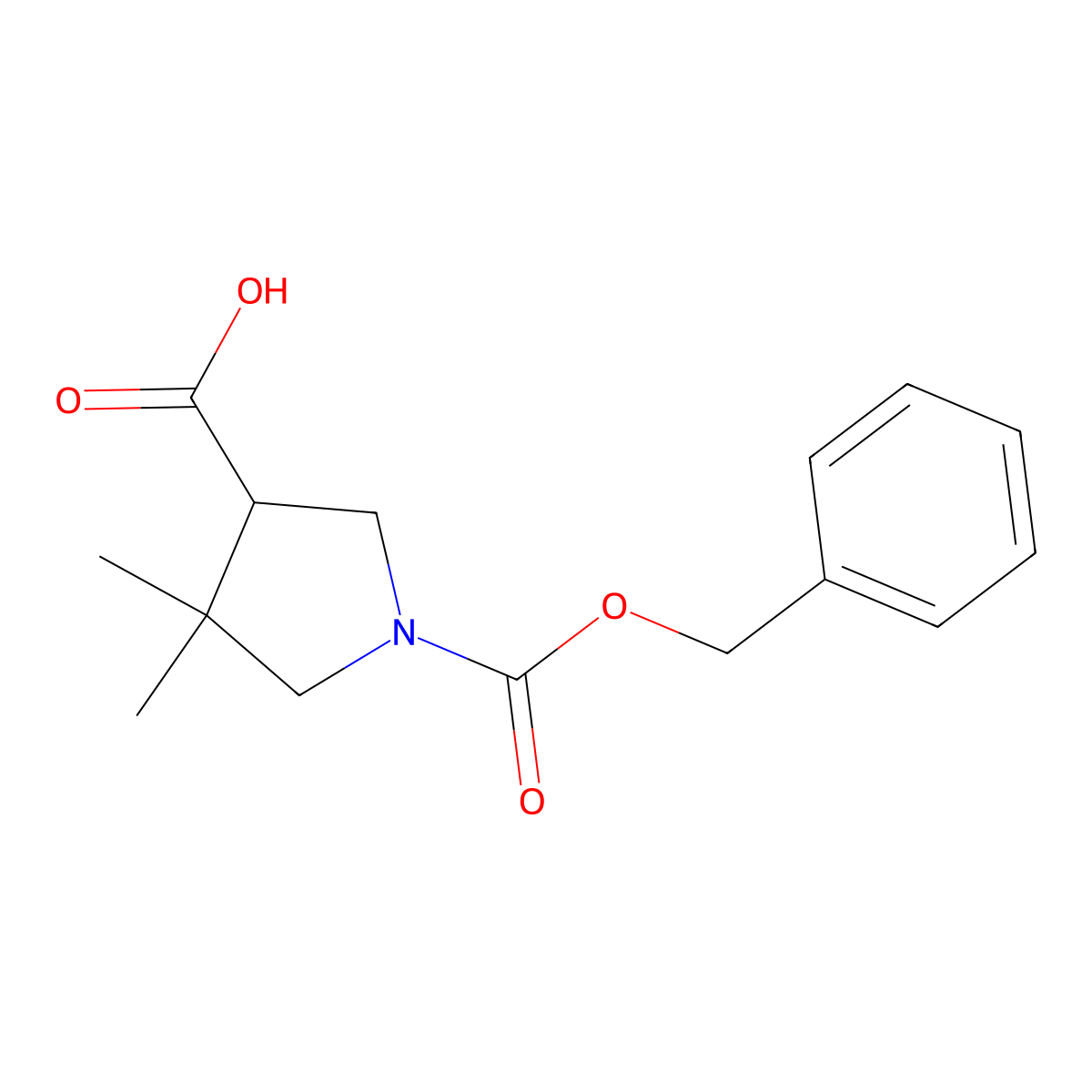 1-Cbz-4,4-Dimethyl-pyrrolidine-3-carboxylic acid molecular structure, CAS 2089381-17-7