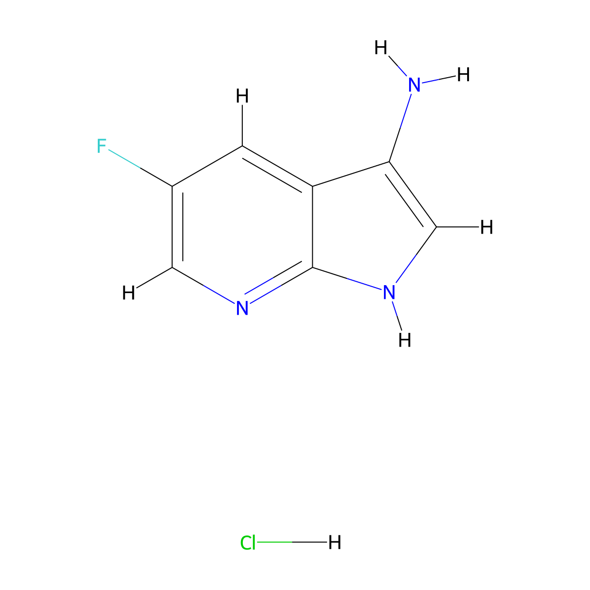 5-Fluoro-1H-pyrrolo[2,3-b]pyridin-3-amine hydrochloride molecular structure, CAS 2089381-43-9