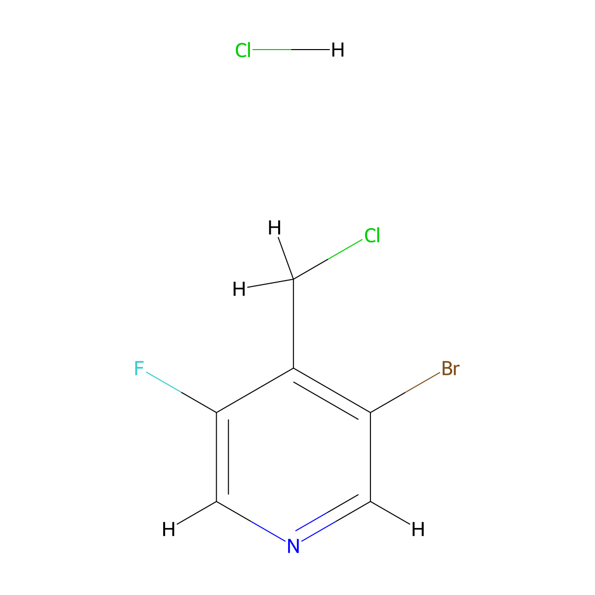 3-Bromo-4-(chloromethyl)-5-fluoropyridine hydrochloride molecular structure, CAS 2089381-51-9