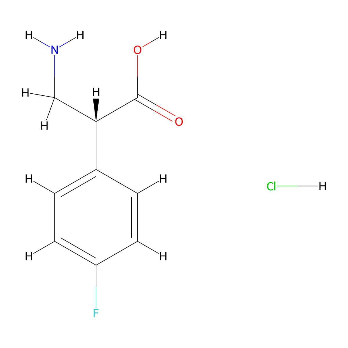 (R)-3-Amino-2-(4-fluorophenyl)propanoic acid hydrochloride molecular structure, CAS 2089388-79-2