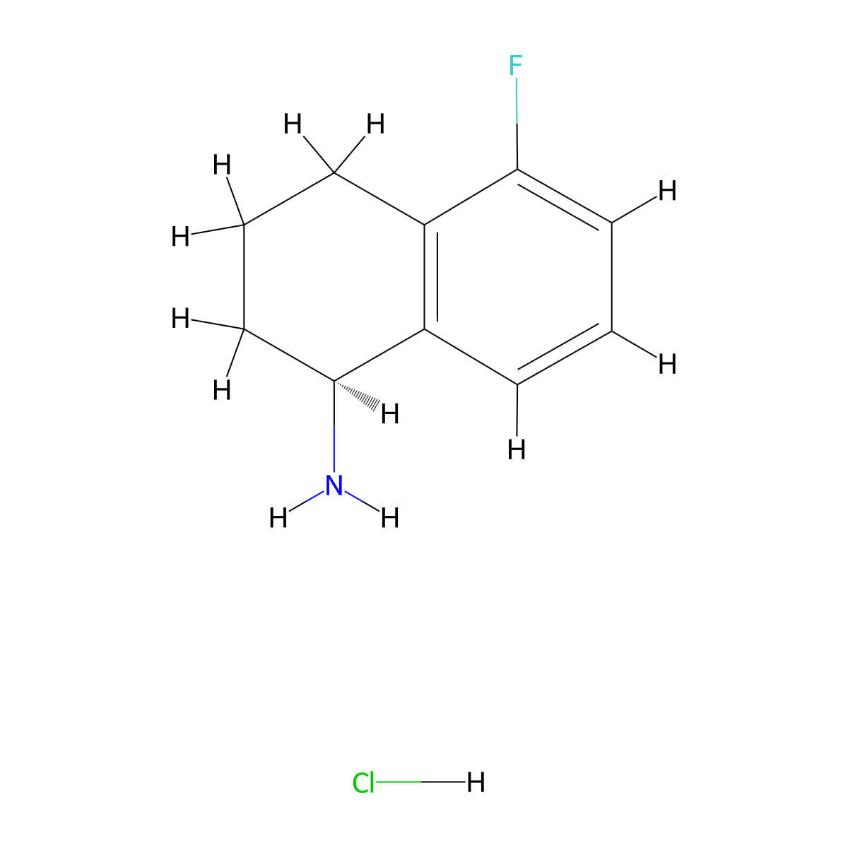 (S)-5-Fluoro-1,2,3,4-tetrahydronaphthalen-1-amine hydrochloride molecular structure, CAS 2089388-88-3