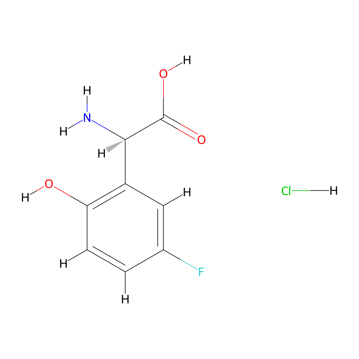 (R)-2-Amino-2-(5-fluoro-2-hydroxyphenyl)acetic acid hydrochloride molecular structure, CAS 2089388-98-5