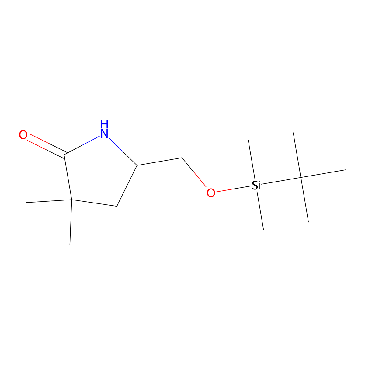 (5R)-5-(((tert-butyldimethylsilyl)oxy)methyl)-3,3-dimethylpyrrolidin-2-one molecular structure, CAS 2089389-05-7