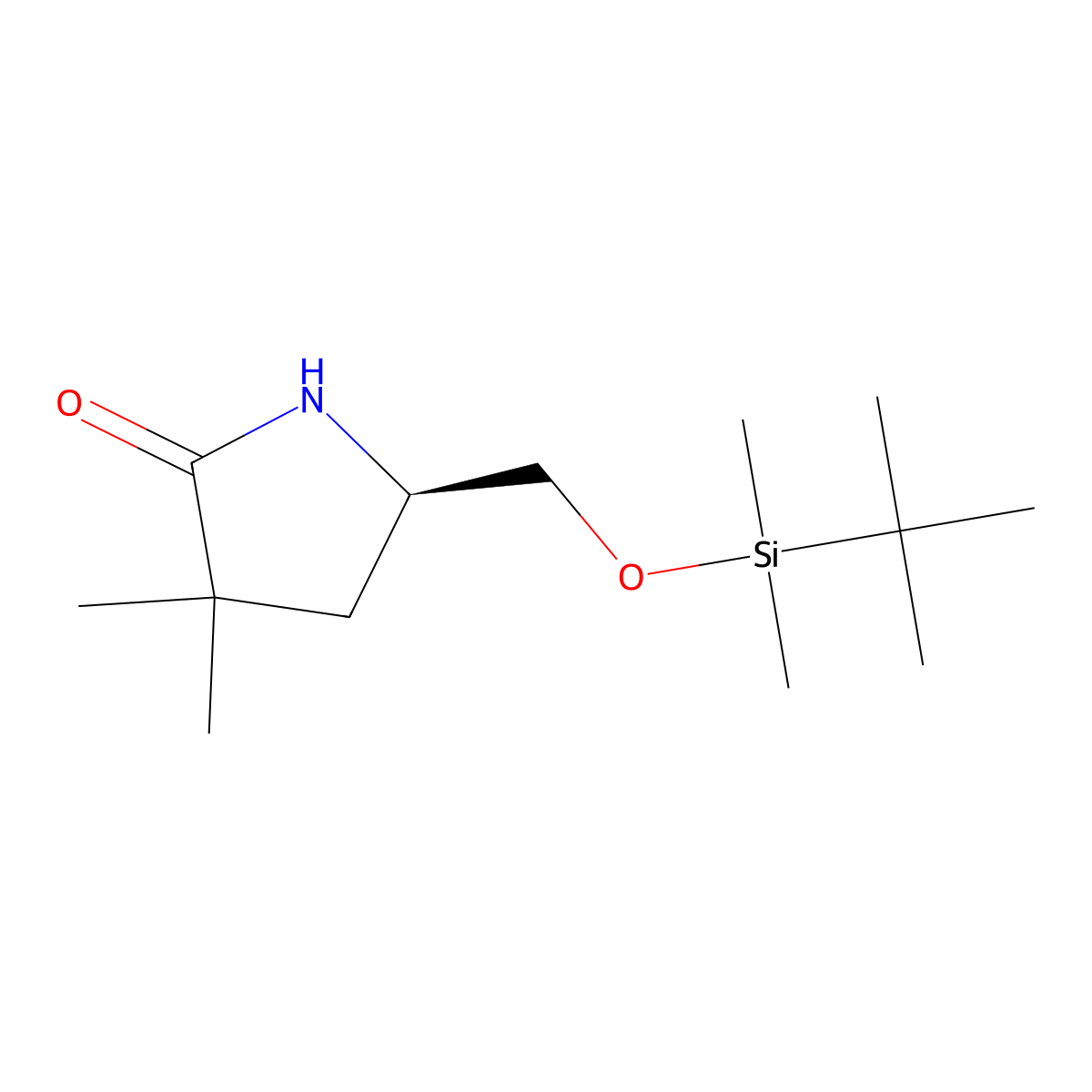 (5R)-5-(((tert-butyldimethylsilyl)oxy)methyl)-3,3-dimethylpyrrolidin-2-one molecular structure, CAS 2089389-05-7