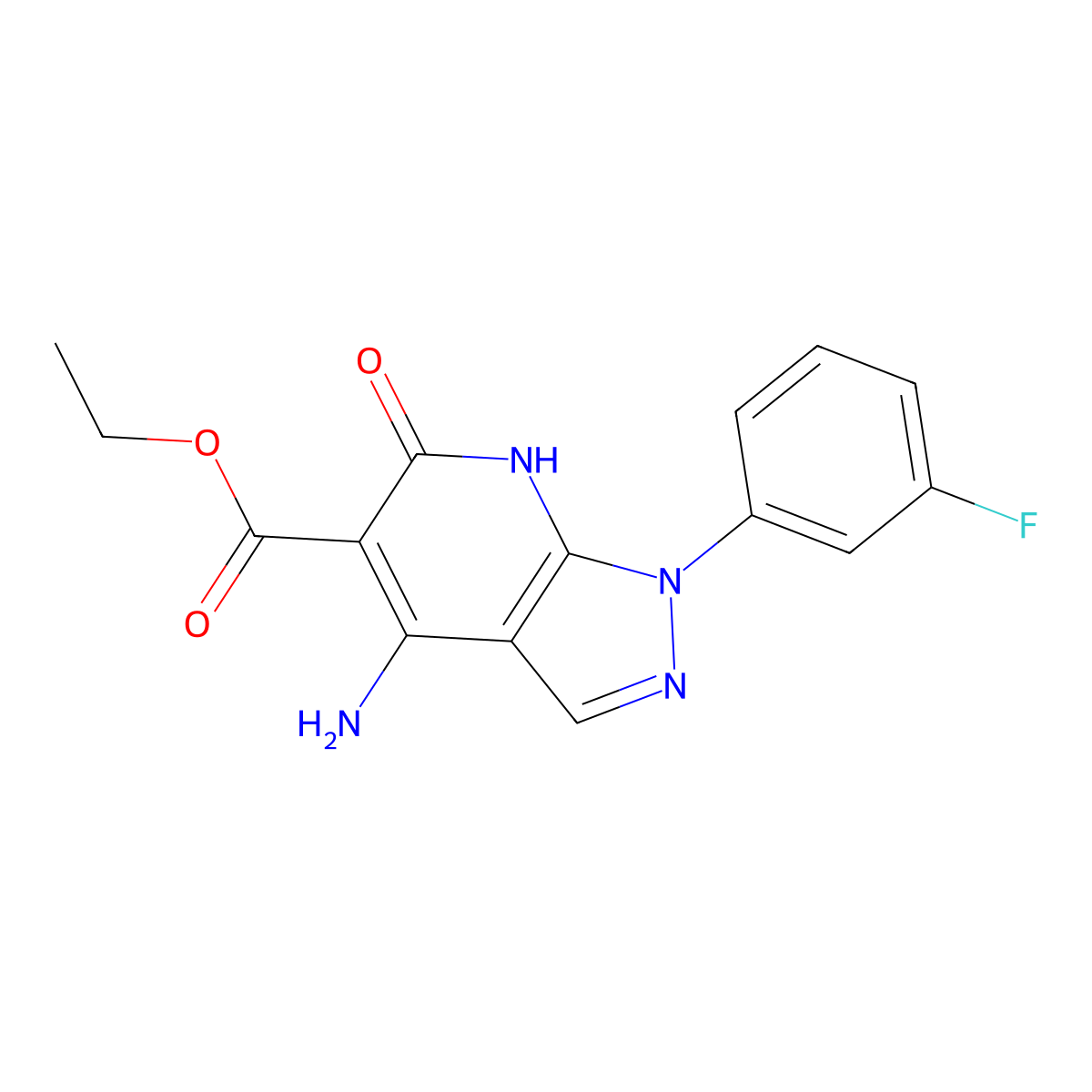 ethyl 4-amino-1-(3-fluorophenyl)-6-oxo-6,7-dihydro-1H-pyrazolo[3,4-b]pyridine-5-carboxylate molecular structure, CAS 2089391-68-2