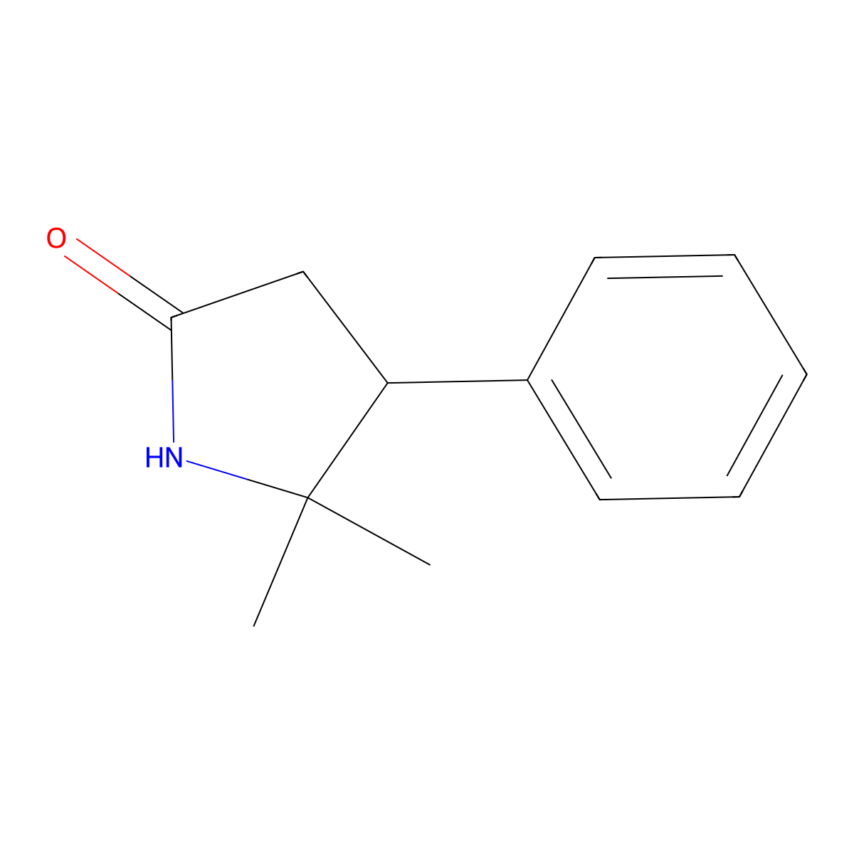 5,5-Dimethyl-4-phenylpyrrolidin-2-one molecular structure, CAS 20894-20-6