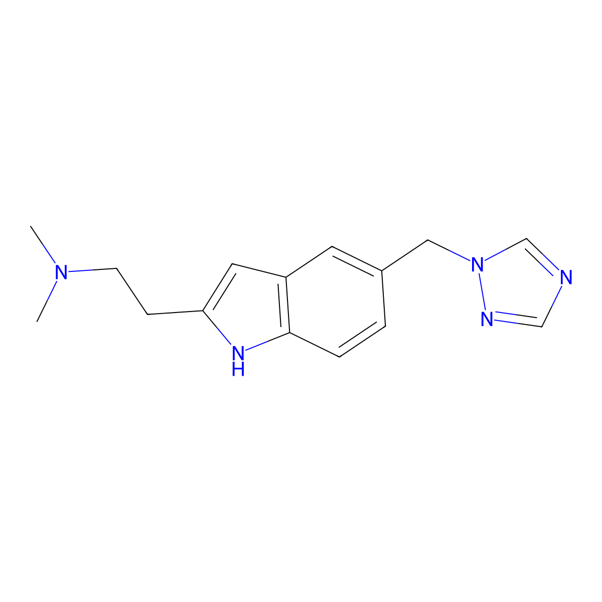 N,N-Dimethyl-5-(1H-1,2,4-triazol-1-ylmethyl)-1H-indole-2-ethanamine molecular structure, CAS 208941-96-2