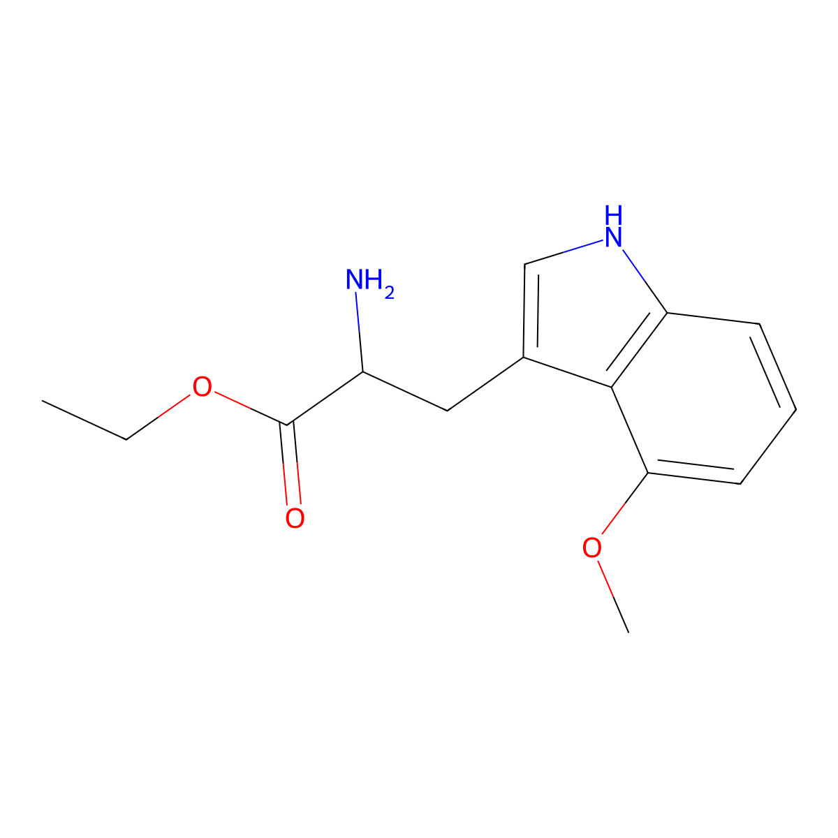 ethyl 2-amino-3-(4-methoxy-1H-indol-3-yl)propanoate molecular structure, CAS 2089414-60-6