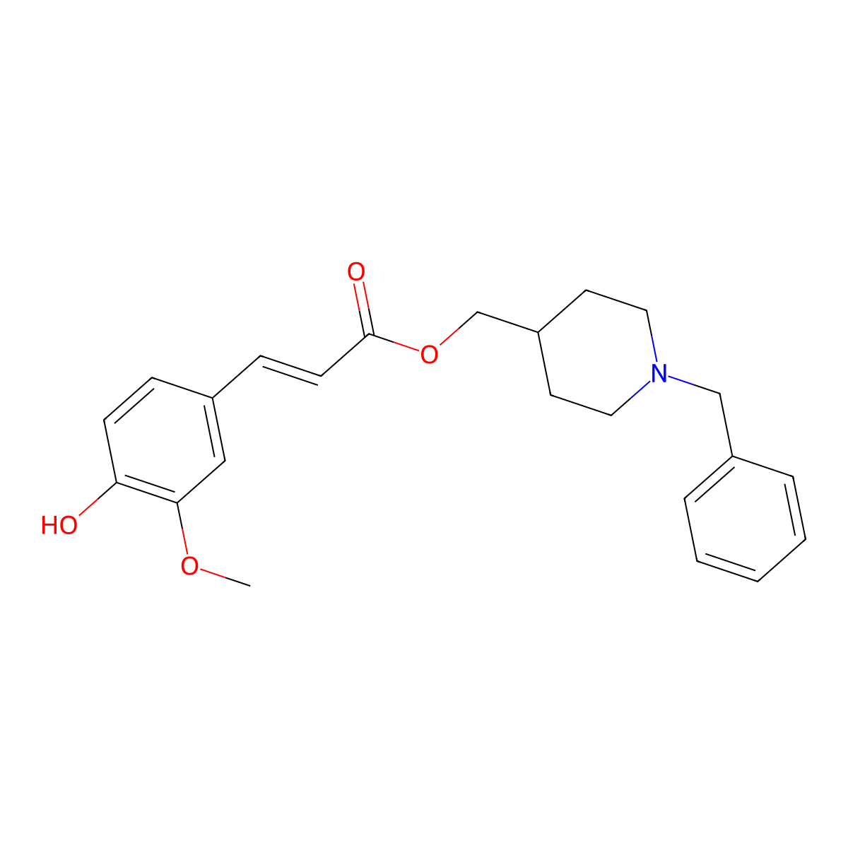 (1-Benzylpiperidin-4-yl)methyl (E)-3-(4-hydroxy-3-methoxyphenyl)acrylate molecular structure, CAS 2089415-51-8
