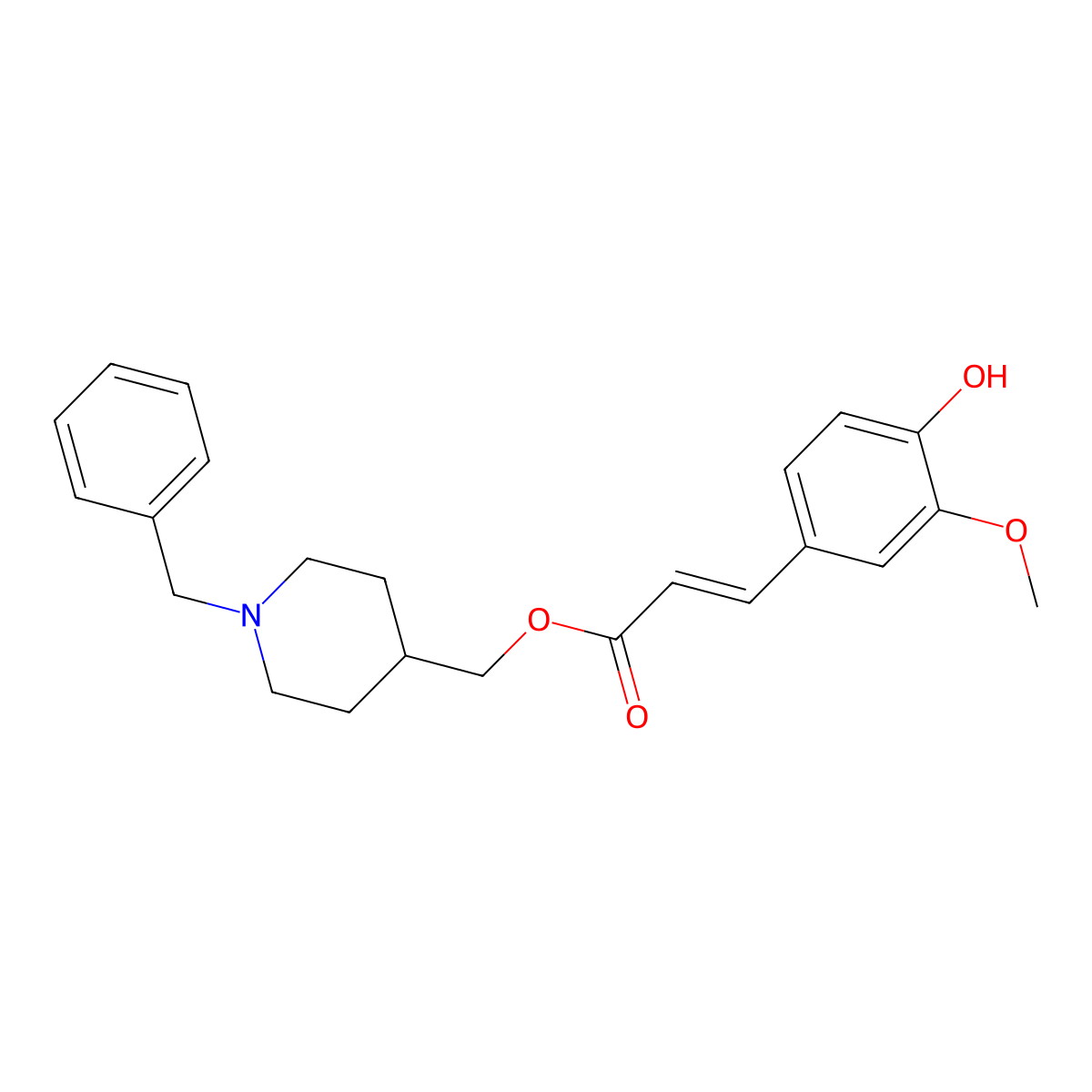(1-Benzylpiperidin-4-yl)methyl (E)-3-(4-hydroxy-3-methoxyphenyl)acrylate molecular structure, CAS 2089415-51-8