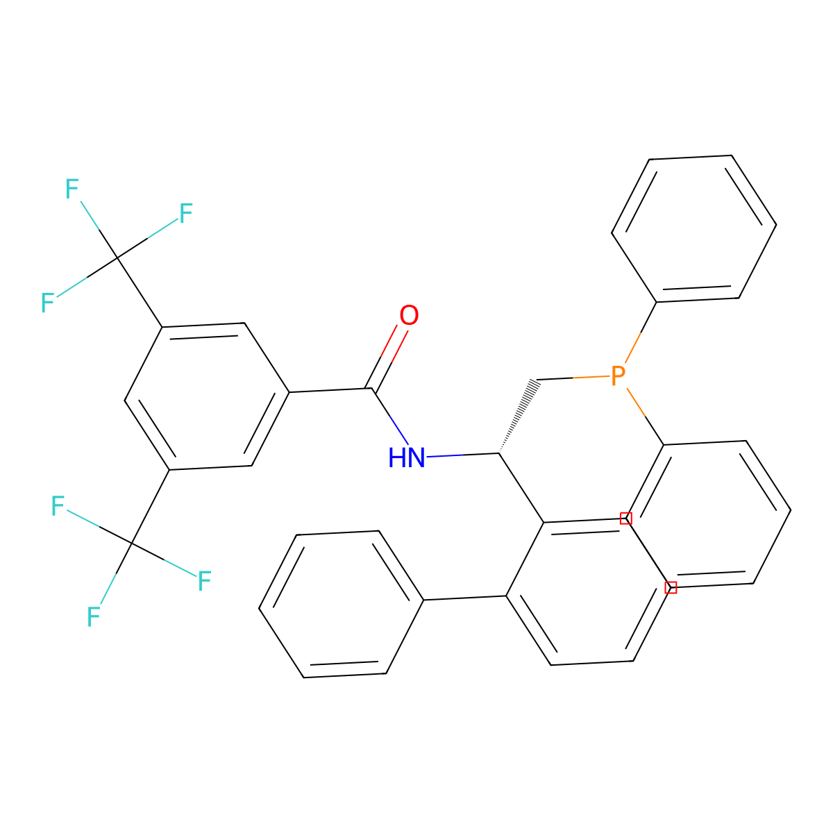 (S)-N-(1-([1,1'-Biphenyl]-2-yl)-2-(diphenylphosphanyl)ethyl)-3,5-bis(trifluoromethyl)benzamide molecular structure, CAS 2089424-10-0