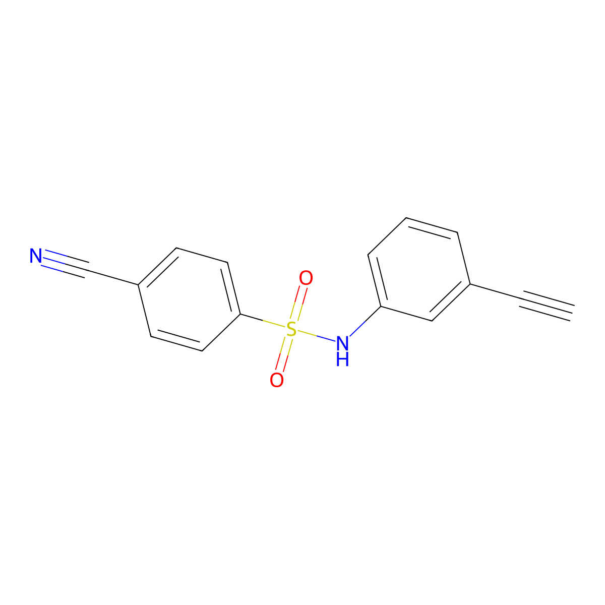 4-cyano-N-(3-ethynylphenyl)benzene-1-sulfonamide molecular structure, CAS 208943-22-0