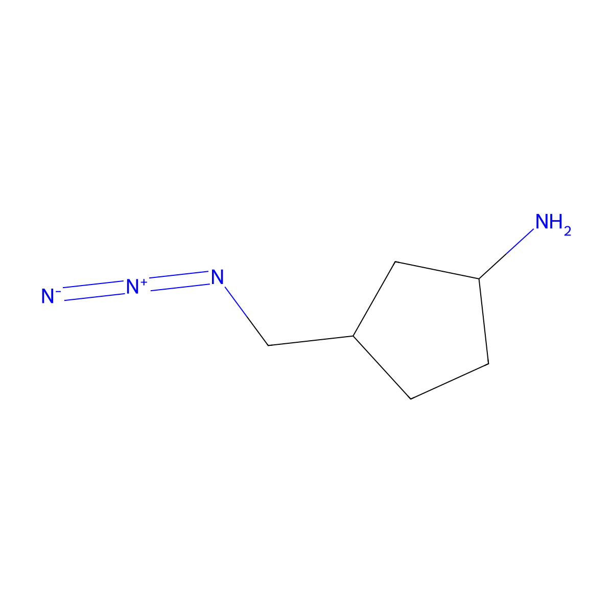 rac-(1R,3S)-3-(azidomethyl)cyclopentan-1-amine molecular structure, CAS 2089509-21-5