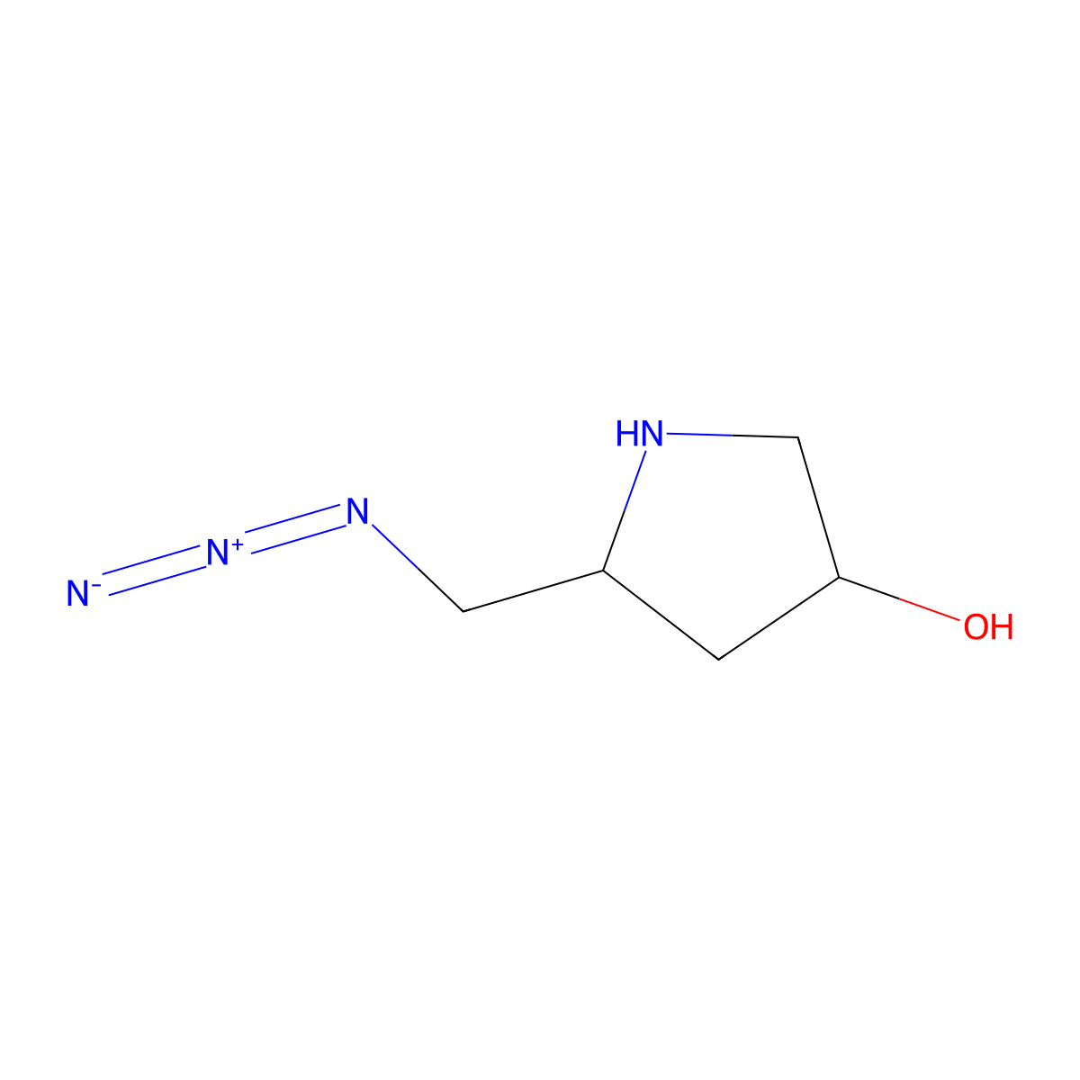 (3R,5R)-5-(azidomethyl)pyrrolidin-3-ol molecular structure, CAS 2089516-12-9