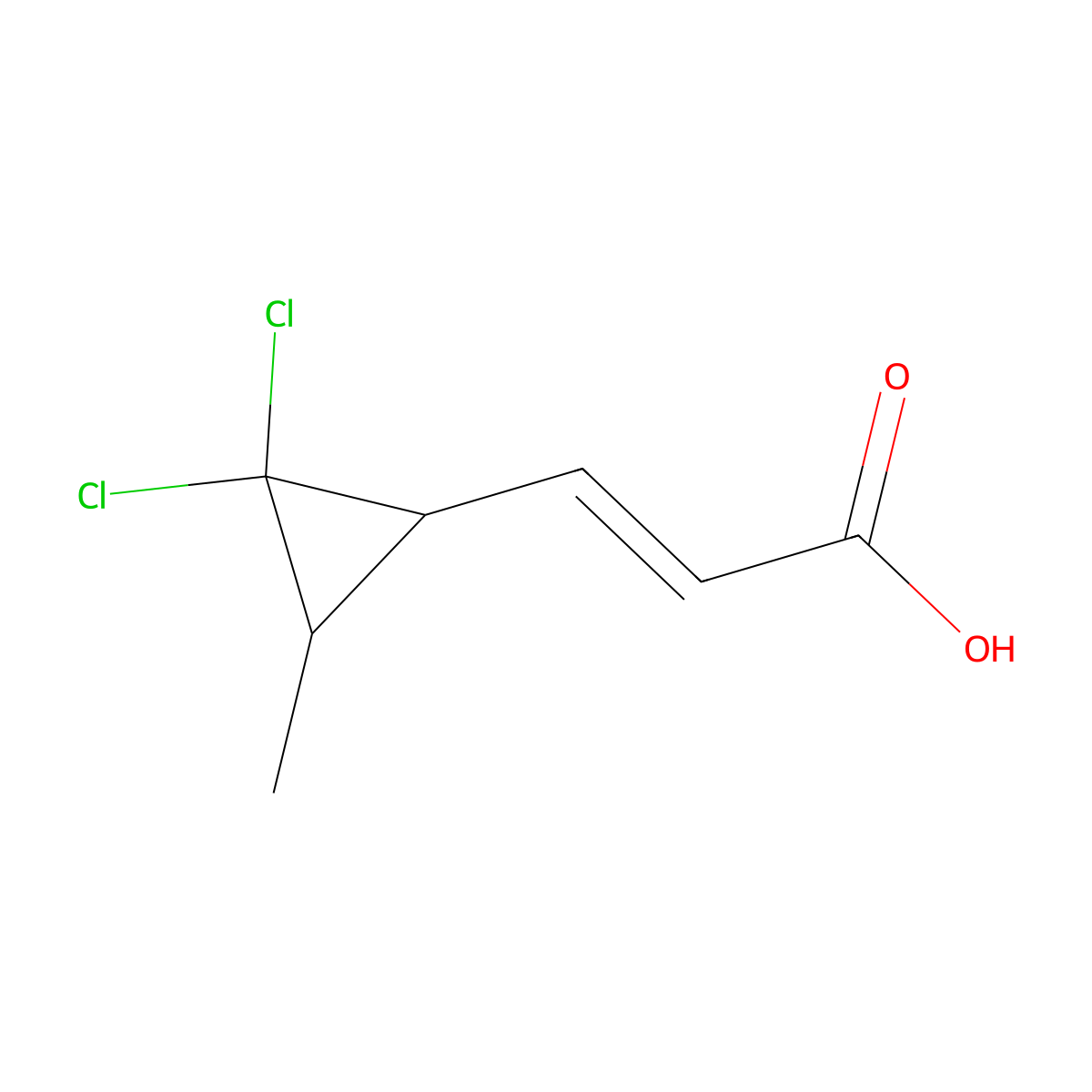 rac-3-((1R,3R)-2,2-dichloro-3-methylcyclopropyl)prop-2-enoic acid molecular structure, CAS 2089523-88-4