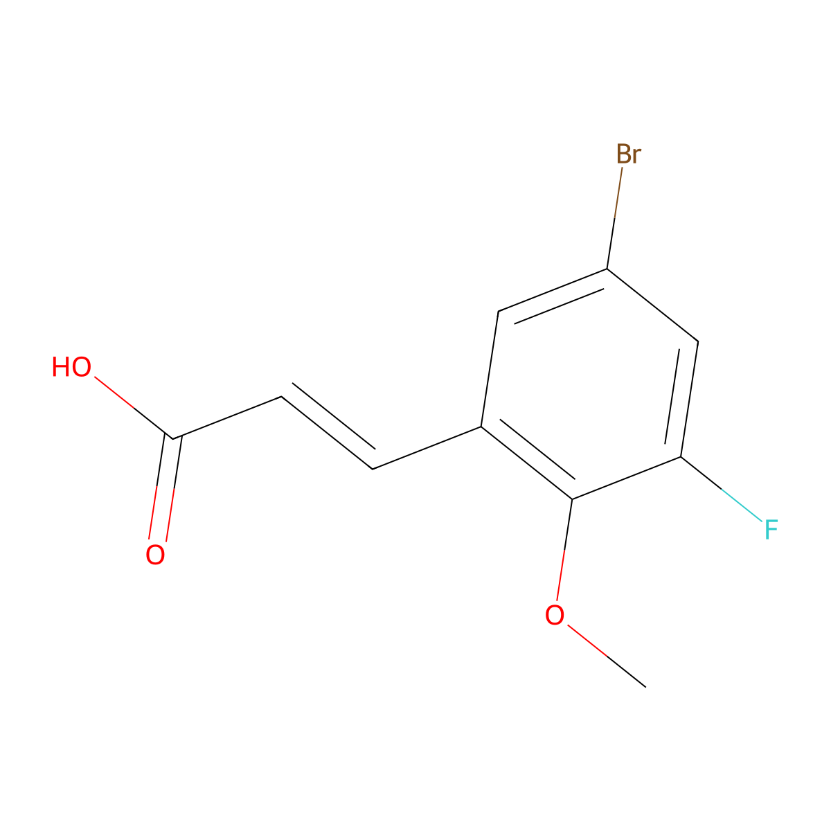 3-(5-Bromo-3-fluoro-2-methoxyphenyl)prop-2-enoic acid molecular structure, CAS 2089538-38-3