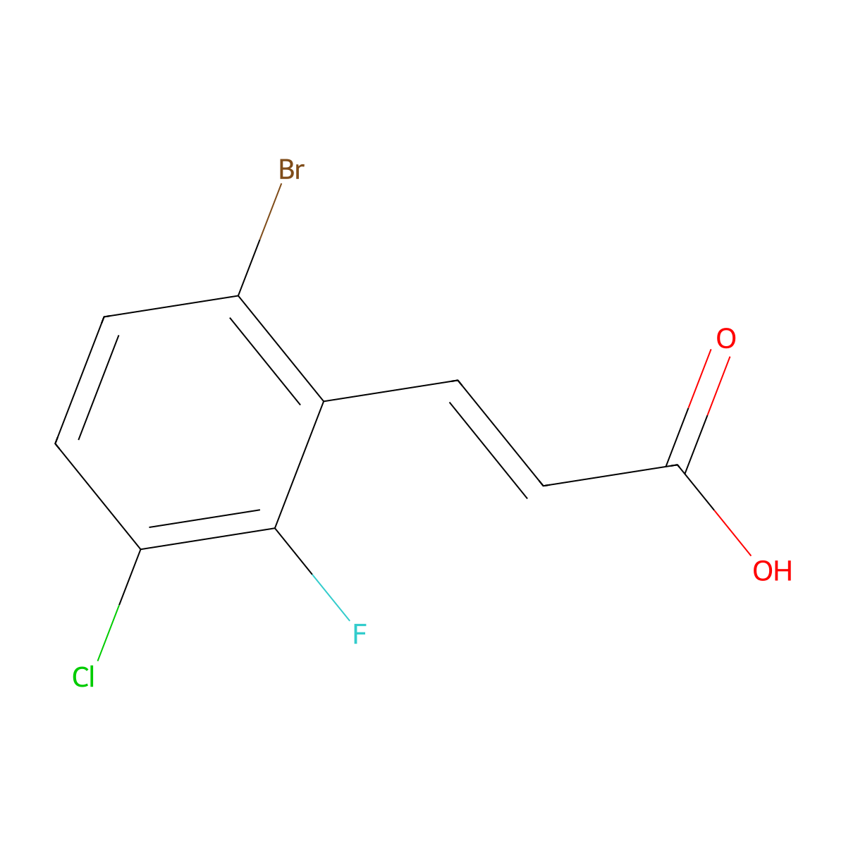 3-(6-Bromo-3-chloro-2-fluorophenyl)prop-2-enoic acid molecular structure, CAS 2089554-30-1