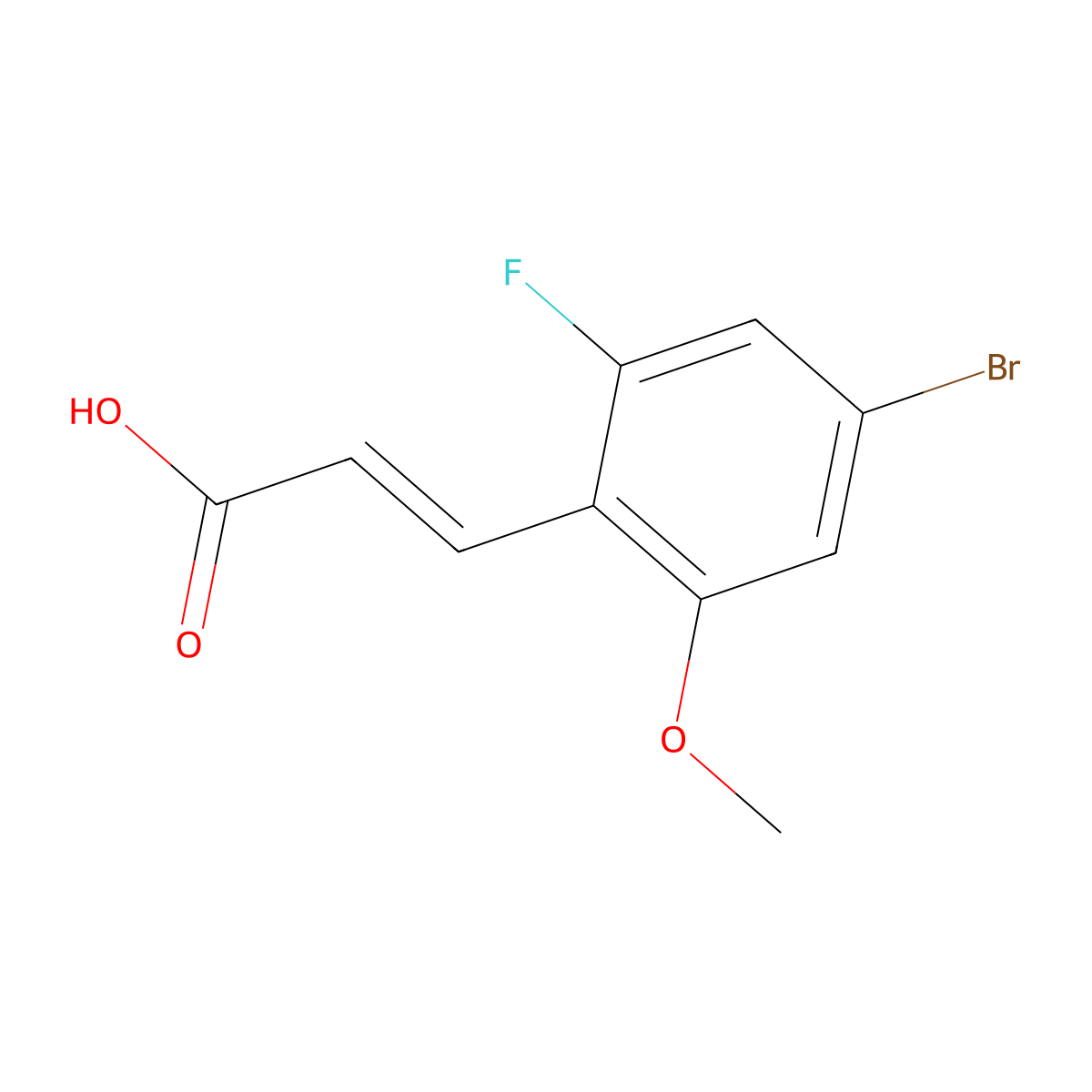3-(4-Bromo-2-fluoro-6-methoxyphenyl)prop-2-enoic acid molecular structure, CAS 2089560-27-8