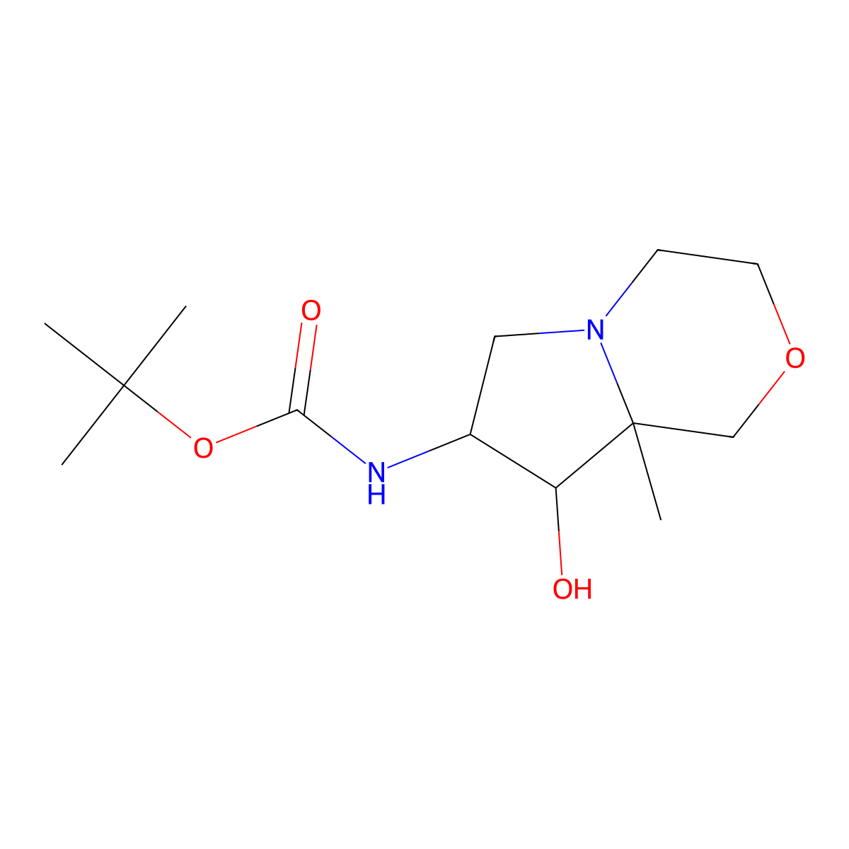 Racemic-Tert-Butyl ((7R,8S)-8-Hydroxy-8A-Methylhexahydro-1H-Pyrrolo[2,1-C][1,4]Oxazin-7-Yl)Carbamate molecular structure, CAS 2089592-38-9