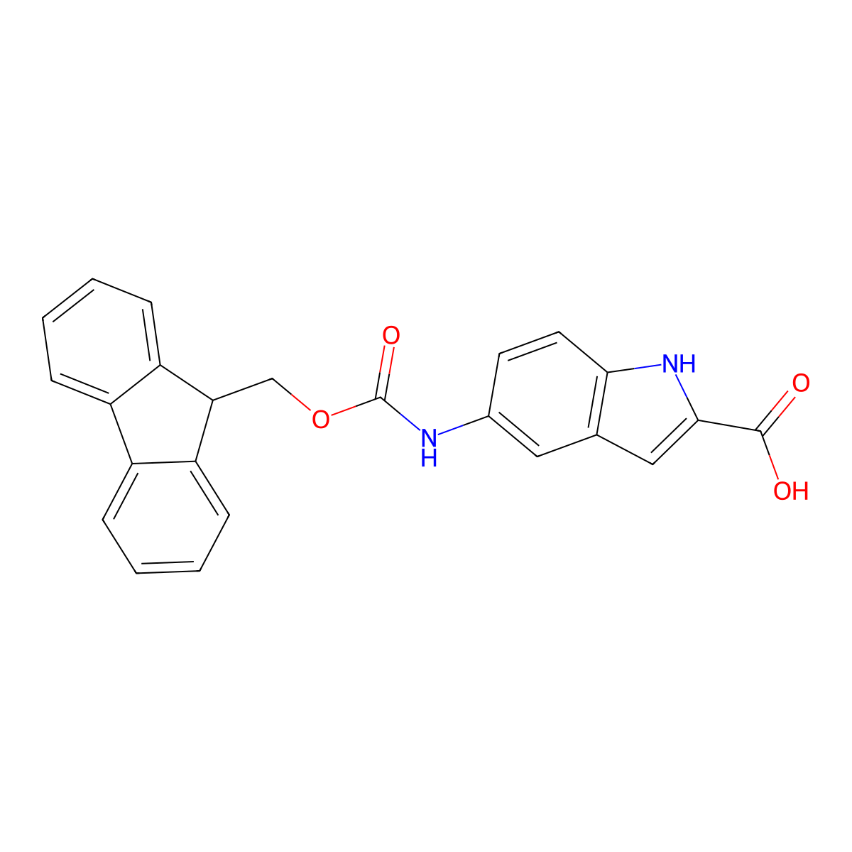 5-({[(9H-fluoren-9-yl)methoxy]carbonyl}amino)-1H-indole-2-carboxylic acid molecular structure, CAS 2089594-44-3