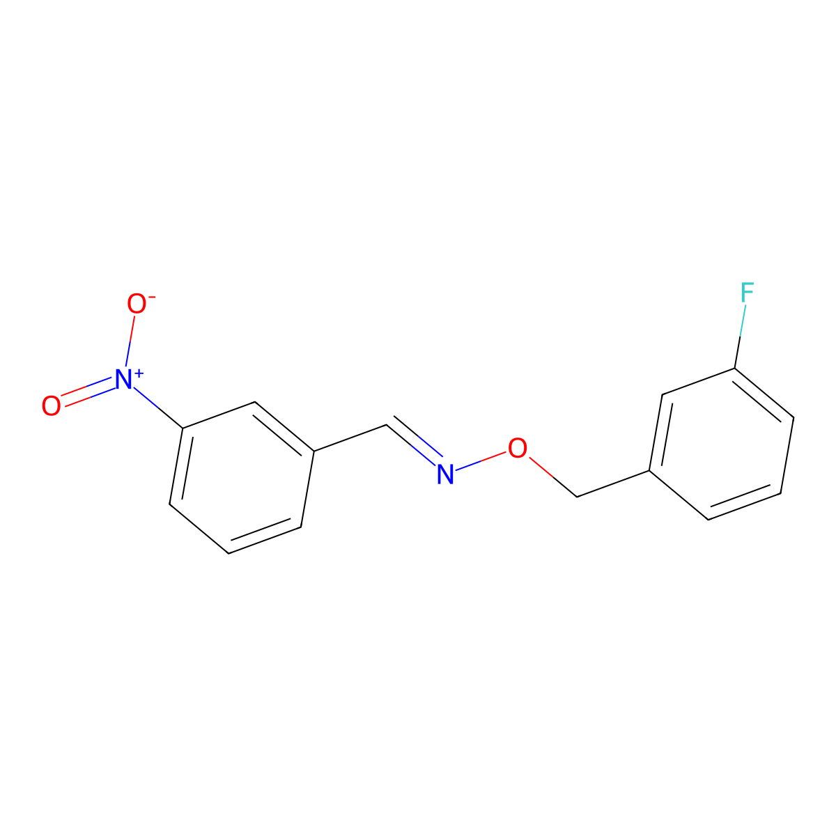 3-nitrobenzenecarbaldehyde O-(3-fluorobenzyl)oxime molecular structure, CAS 20896-58-6