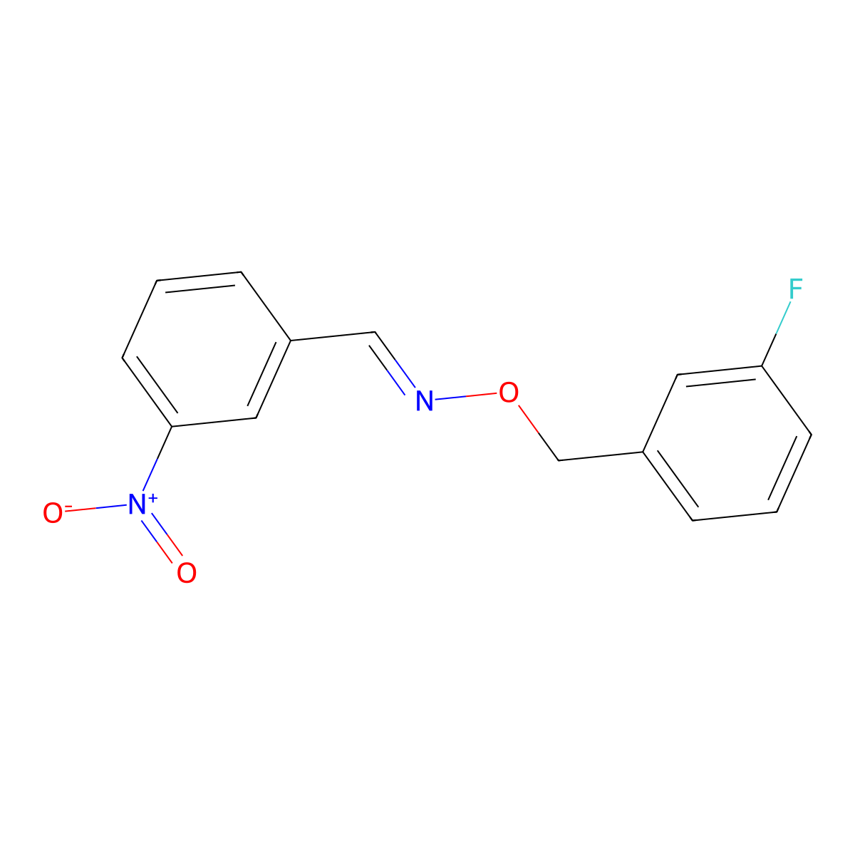 3-nitrobenzenecarbaldehyde O-(3-fluorobenzyl)oxime molecular structure, CAS 20896-58-6