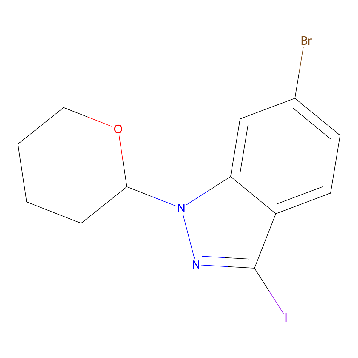 6-bromo-3-iodo-1-(oxan-2-yl)-1H-indazole molecular structure, CAS 2089642-43-1