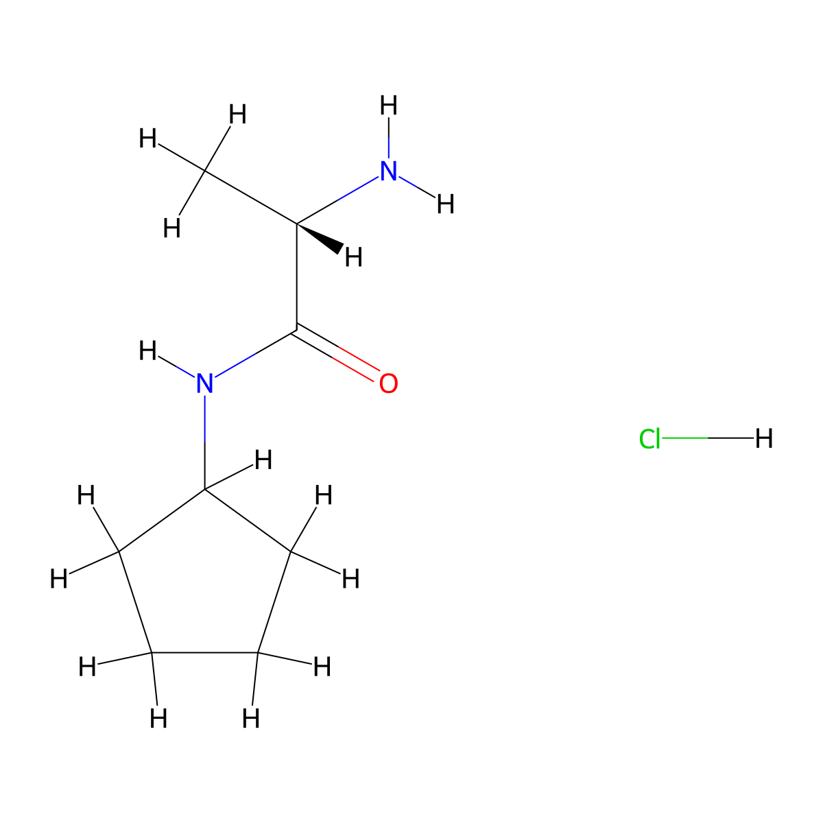 (2S)-2-amino-N-cyclopentylpropanamide hydrochloride molecular structure, CAS 2089642-44-2