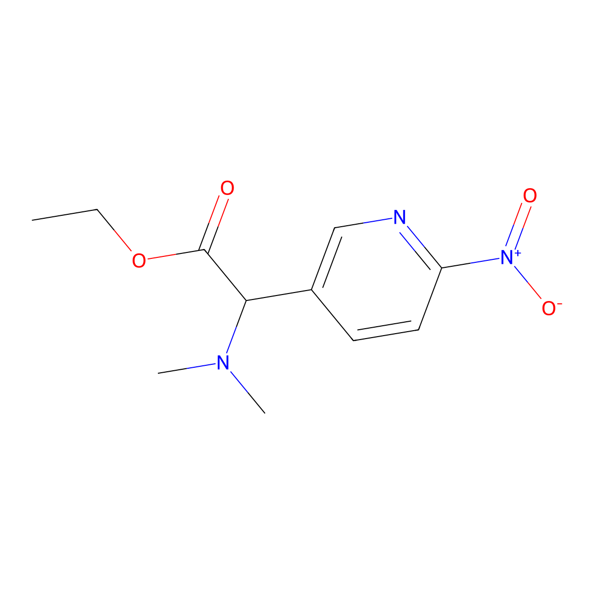 Ethyl 2-(dimethylamino)-2-(6-nitropyridin-3-YL)acetate molecular structure, CAS 2089648-34-8