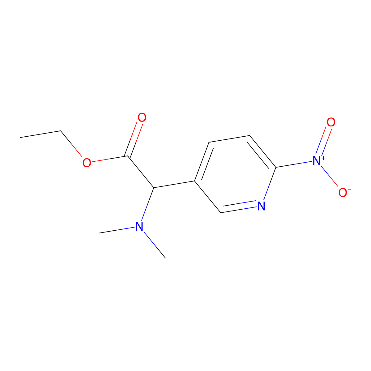 Ethyl 2-(dimethylamino)-2-(6-nitropyridin-3-YL)acetate molecular structure, CAS 2089648-34-8