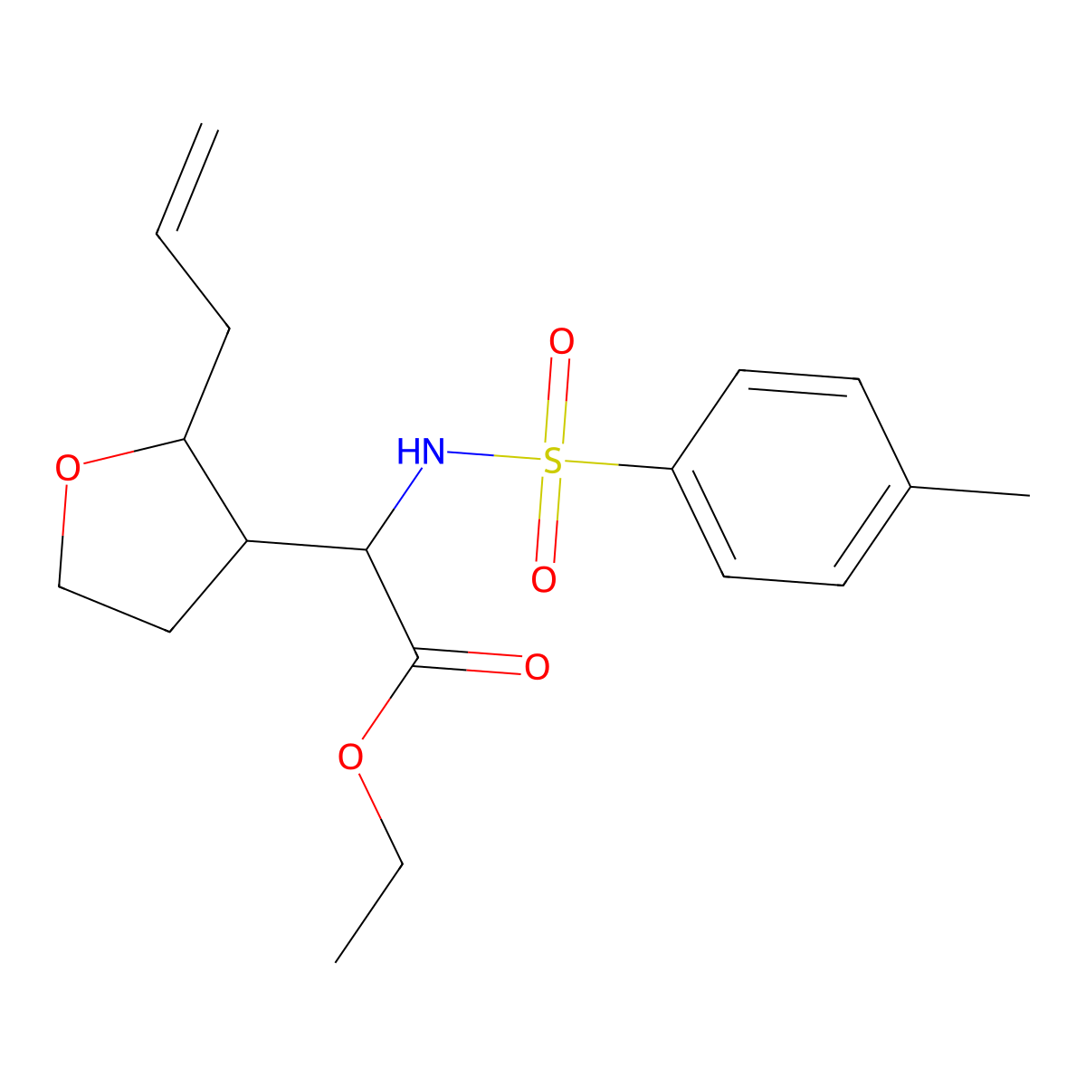Ethyl 2-(2-allyltetrahydrofuran-3-YL)-2-((4-methylphenyl)sulfonamido)acetate molecular structure, CAS 2089648-37-1