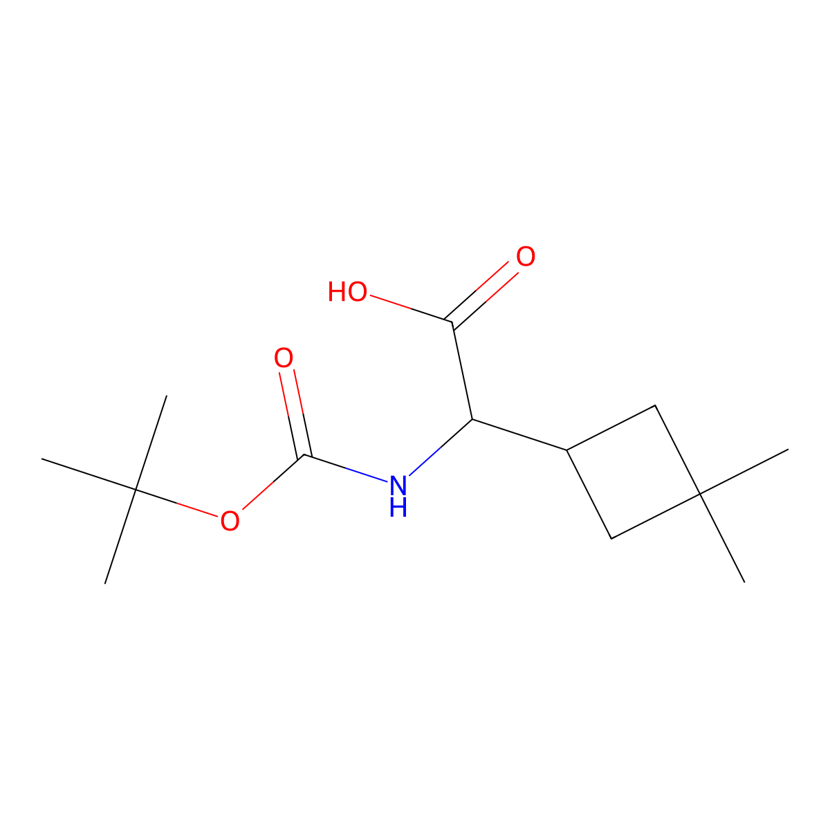 2-((Tert-butoxycarbonyl)amino)-2-(3,3-dimethylcyclobutyl)acetic acid molecular structure, CAS 2089648-39-3