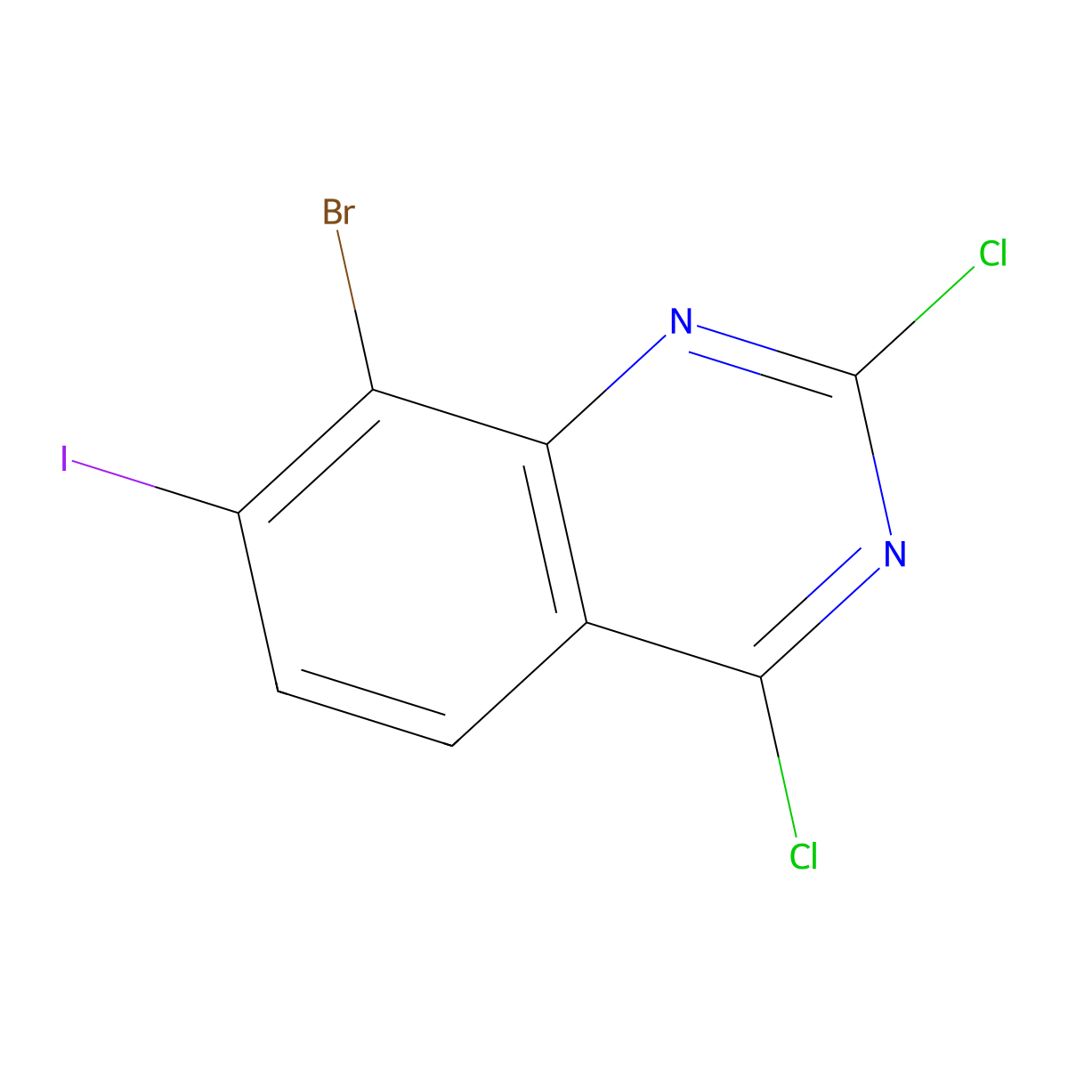 8-Bromo-2,4-dichloro-7-iodoquinazoline molecular structure, CAS 2089648-40-6