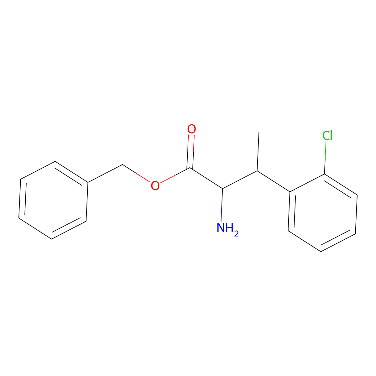 Benzyl 2-amino-3-(2-chlorophenyl)butanoate molecular structure, CAS 2089648-41-7
