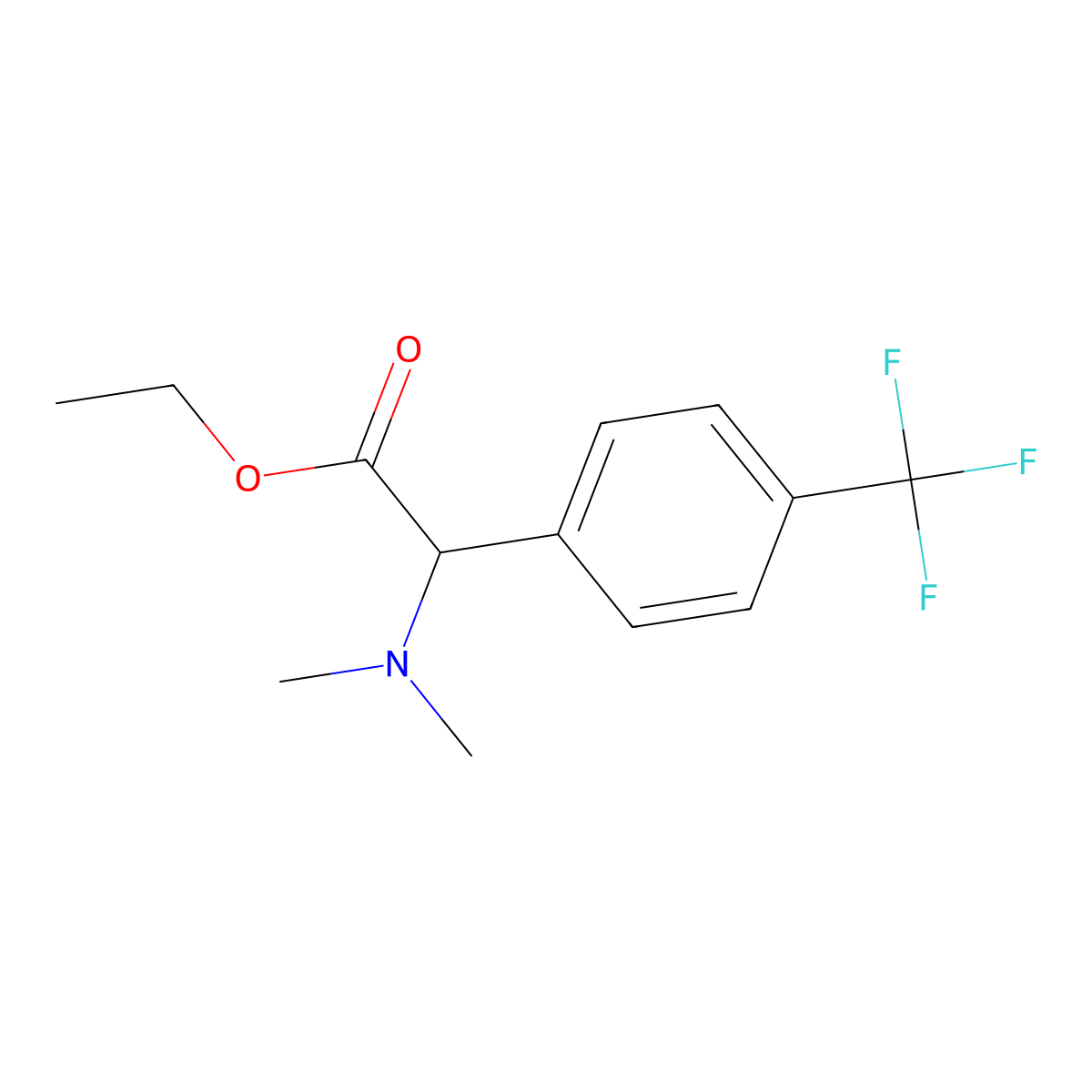 Ethyl 2-(dimethylamino)-2-(4-(trifluoromethyl)phenyl)acetate molecular structure, CAS 2089648-43-9