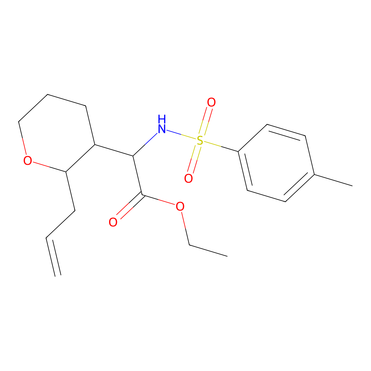 Ethyl 2-(2-allyltetrahydro-2H-pyran-3-YL)-2-((4-methylphenyl)sulfonamido)acetate molecular structure, CAS 2089648-46-2
